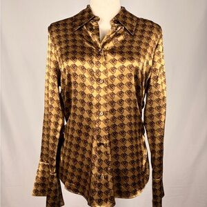 Banana Republic 100% Silk Monogram Button Down Blouse M